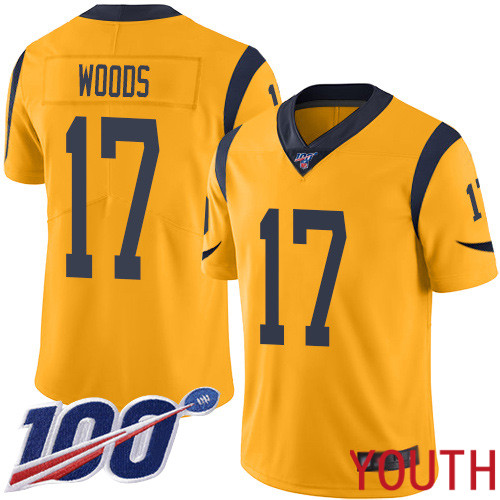 Los Angeles Rams Limited Gold Youth Robert Woods Jersey NFL Football #17 100th Season Rush Vapor Untouchable